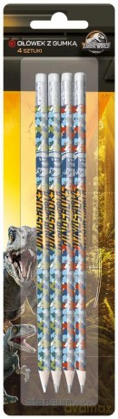 Ołówek z gumką Jurassic Park 4 szt