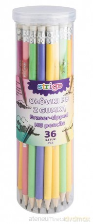 Ołówki pastelowe HB z gumką (36 szt)
