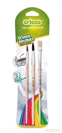 Pędzelki szkolne drewniane 3 szt