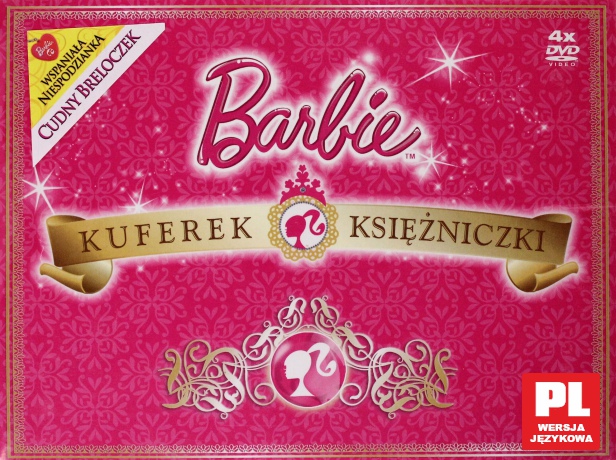 Barbie kuferek Księżniczki: Barbie i Trzy Muszkieterki/ Barbie i 12 tańczących księżniczek/ Barbie Mariposa/ Barbie Wróżkolandia (Fairytopia)  [BOX] [4DVD]