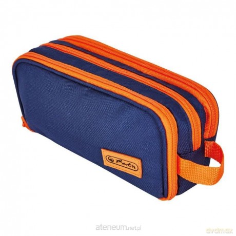 Piórnik kosmetyczka potrójny blue/orange