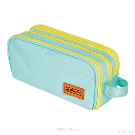 Piórnik kosmetyczka potrójny mint/yellow