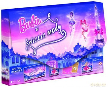 Megapack: Barbie w świecie mody (Teczka A4 + kolorowanka cudowny świat księżniczek, kredki, puzzle) [DVD]