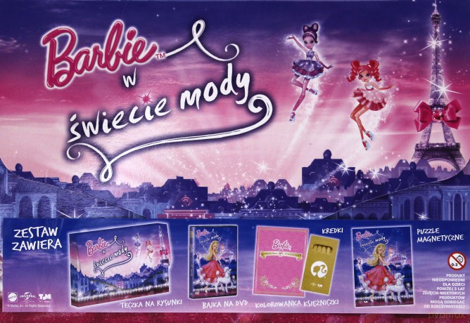 Megapack: Barbie w świecie mody (Teczka A4 + kolorowanka cudowny świat księżniczek, kredki, puzzle) [DVD]