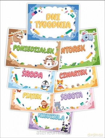 Plansze edukacyjne. Dni tygodnia (8 kart) [KSIĄŻKA]
