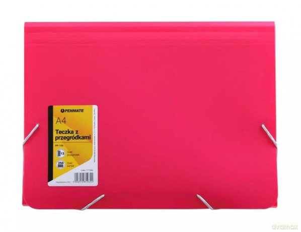Teczka z przegródkami A4 PP-104 różowa