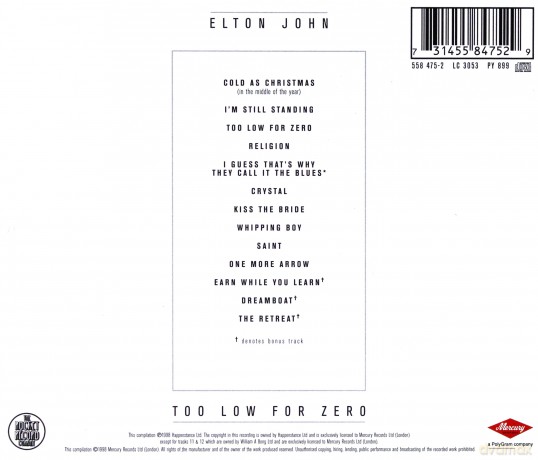 Elton John: Too Low For Zero + Bonus Track [CD]