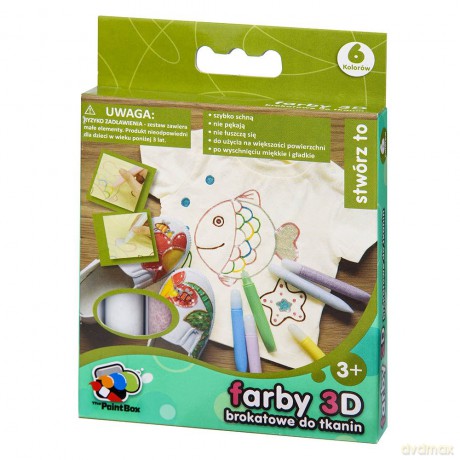 Farby 3D brokatowe do tkanin 6 szt. [ZABAWKA]