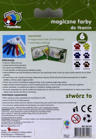 Magiczne farby do tkanin 6 szt. [ZABAWKA]