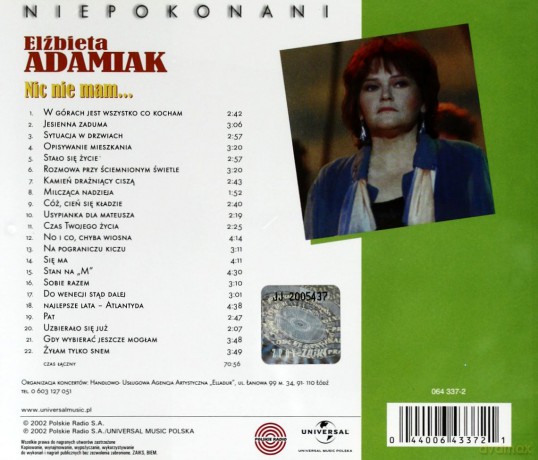 Elżbieta Adamiak: Nic Nie Mam ...(Niepokonani) [CD]
