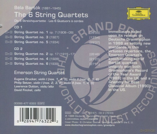 Emerson String Quartet: Bartok:The 6 String Quartets-Grand Prix [2CD]