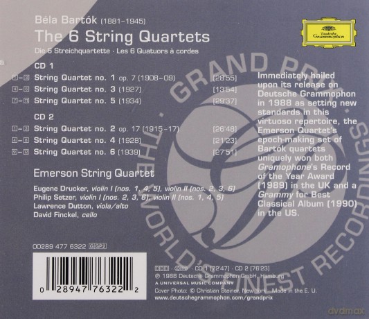 Emerson String Quartet: Bartok:The 6 String Quartets-Grand Prix [2CD]