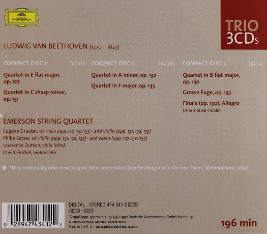 Emerson String Quartet: Beethoven Late String Quartets [3CD]