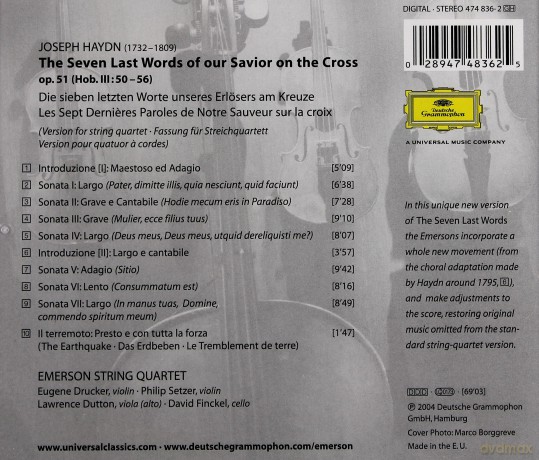 Emerson String Quartet: Haydn:The Seven Last Words Op.51 [CD]