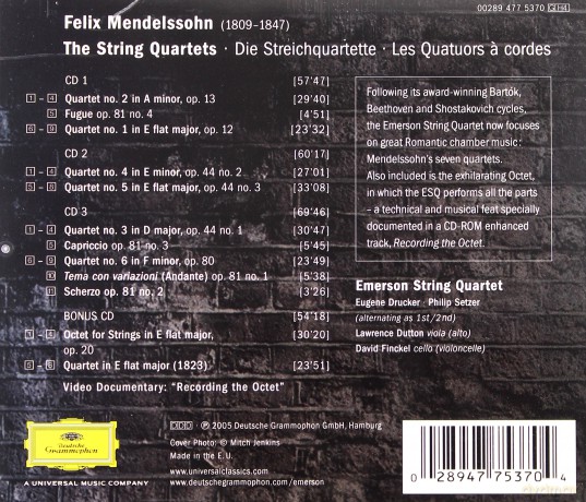 Emerson String Quartet: Mendelssohn:Complete String Quartet [4CD]