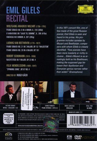 Emil Gilels: Recital: Mozart, Beethoven, Schumann [DVD]