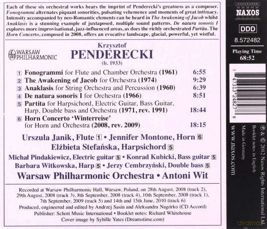 Krzysztof Penderecki: Fonogrammi, Horn Concerto, Partita, The Awakening of Jacob, Anaklasis, De natura sonoris [CD]