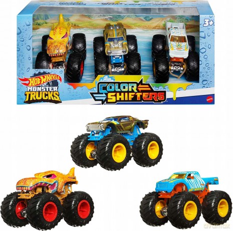 Pojazdy Hot Wheels Monster Truck 1:64 Color Shifters 3-pak