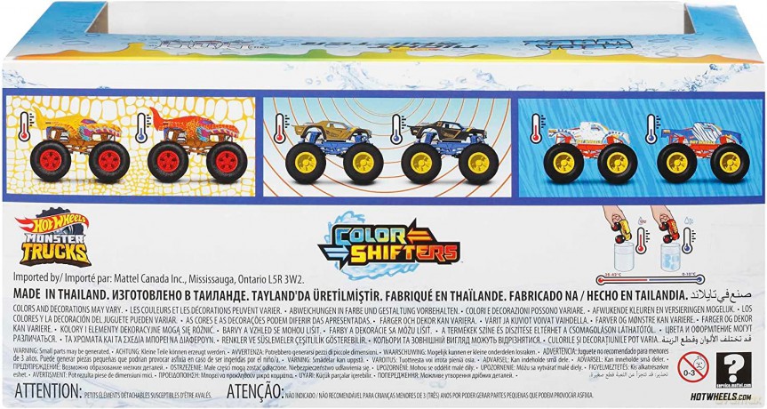 Pojazdy Hot Wheels Monster Truck 1:64 Color Shifters 3-pak
