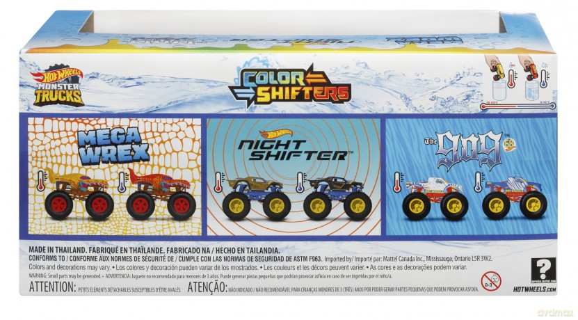 Pojazdy Hot Wheels Monster Truck 1:64 Color Shifters 3-pak