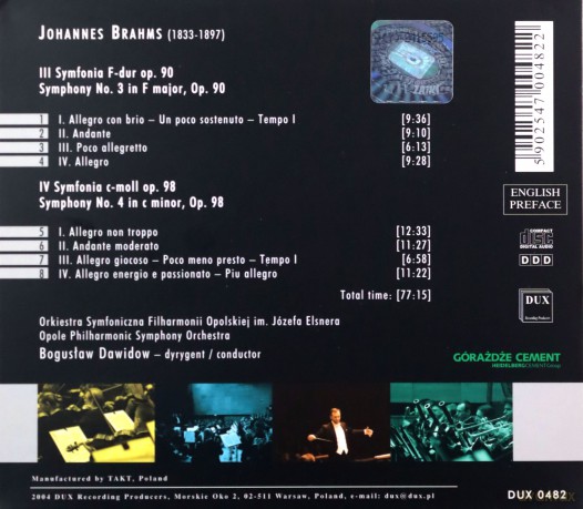 Johannes Brahms Symfonie Nr 3 I 4 [CD]