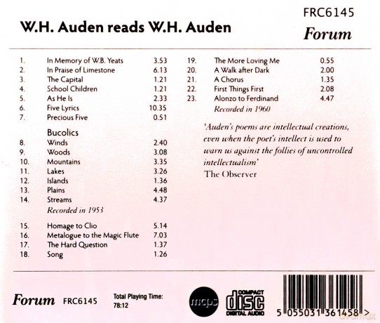 W.H. Auden: Auden Reads Auden [CD]