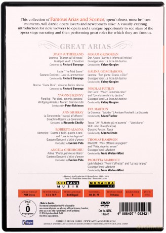 Verdi: Wolfgang Amadeus Mozart, Giuseppe Verdi, Giacomo Puccini, Gioachino Rossini, Vincenzo Bellini, Gaetano Donizetti, Amilcare Ponchielli: Great Arias Casta Diva [DVD]