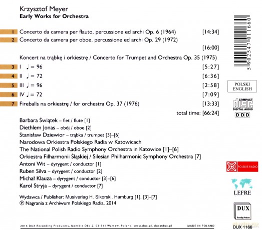Krzysztof Meyer: Early Works for Orchestra [CD]