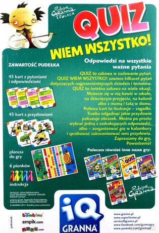 Quiz Wiem Wszystko! Iq Granna Tw [GRA PLANSZOWA]