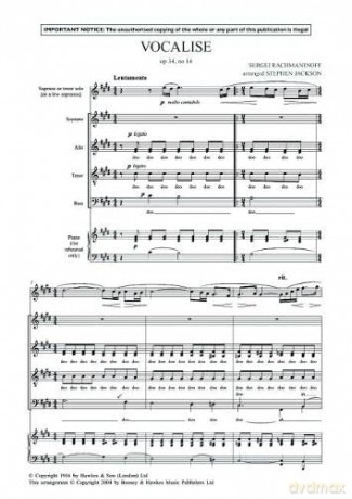Vocalise Op 34 No 14 - Stephen Jackson [KSIĄŻKA]