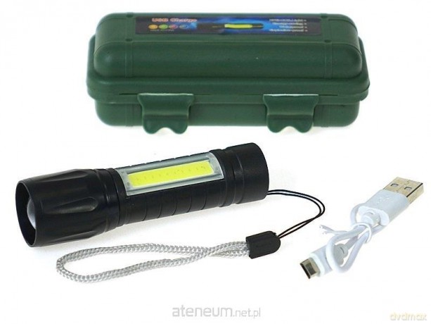 Latarka metalowa z ładowarką USB zmiennoogniskowa