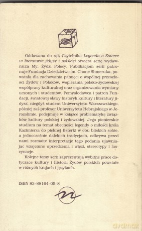 Legenda o Esterce w literaturze jidysz i polskiej - Chone Shmeruk [KSIĄŻKA]