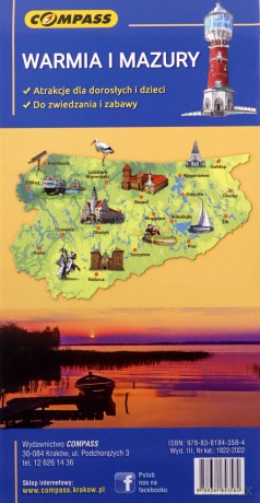 Mapa atrakcji turystyczna - Warmia i Mazury 1:225 000 lam