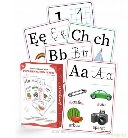 Plansze edukacyjne A5 - Poznajemy litery i cyfry 49 kart [KSIĄŻKA]
