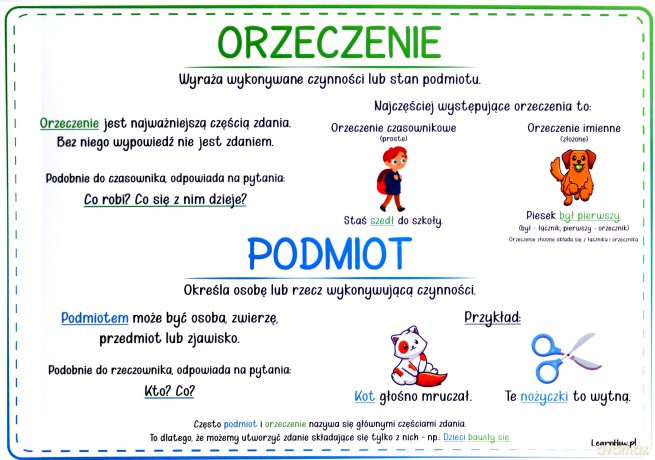 Plansze edukacyjne A4 - Części zdania 3 karty [KSIĄŻKA]