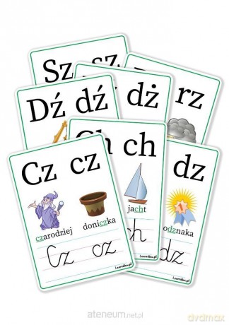Plansze edukacyjne A4 - Dwuznaki 7 kart [KSIĄŻKA]