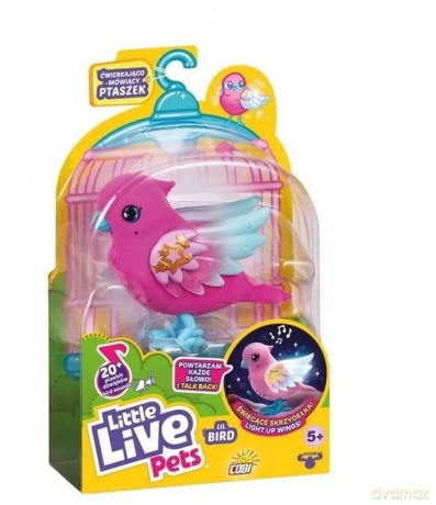 Ćwierkająco-mówiący świecący ptaszek różowy Little Live Pets [FIGURKA]