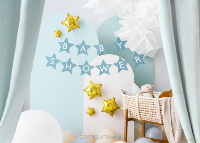 Baner Baby shower jasny niebieski 290x16.5 cm