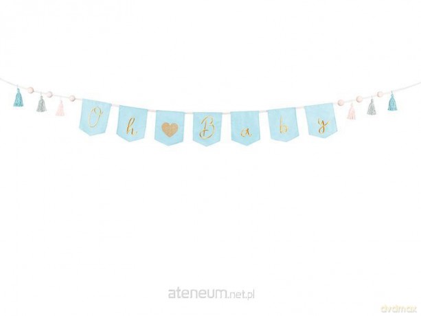 Baner Oh baby z frędzlami błękit 2.5m