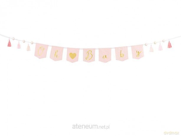 Baner Oh baby z frędzlami jasny różowy 2.5m