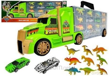 Ciężarówka z dinozaurami zielona