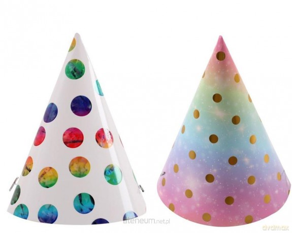 Czapeczki papierowe kropki 16 cm 6 szt