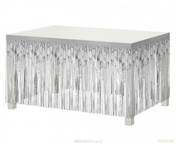 Dekoracja na brzeg stołu srebrna 80x300 cm