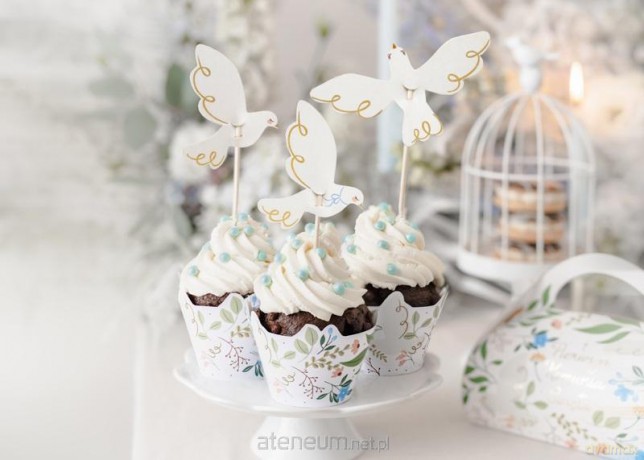 Dekoracje do muffinek Gołębie 14.5 cm 6 szt