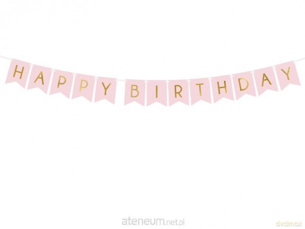 Girlanda Happy Birthday jasno różowa 15x175 cm