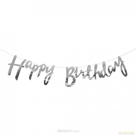 Girlanda Happy Birthday srebrna