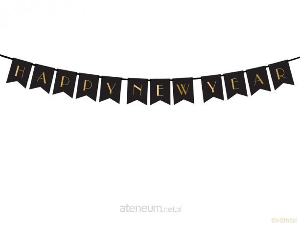 Girlanda Happy New Year czarna 15x170 cm