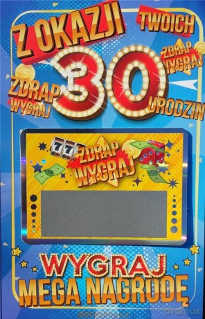 Karnert Urodziny 30 męskie zdrapka JCX - 023