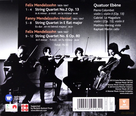 Quatuor Ebene: String Quartets Op. 13 In A Minor, Op. 80 In F Minor And Quartet In E Flat Major [CD]