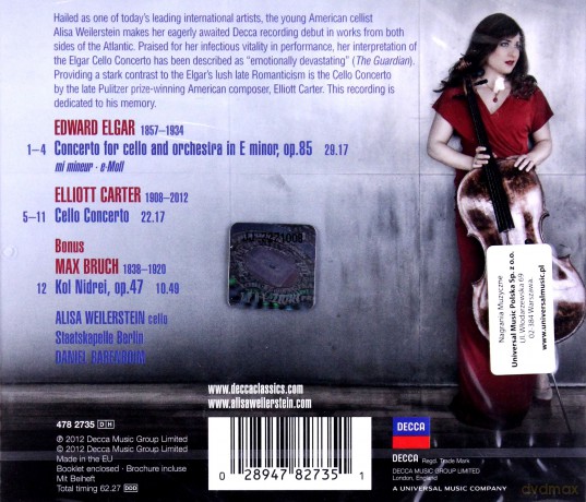 Alisa Weilerstein: Elgar, Carter Cello Concertos [CD]